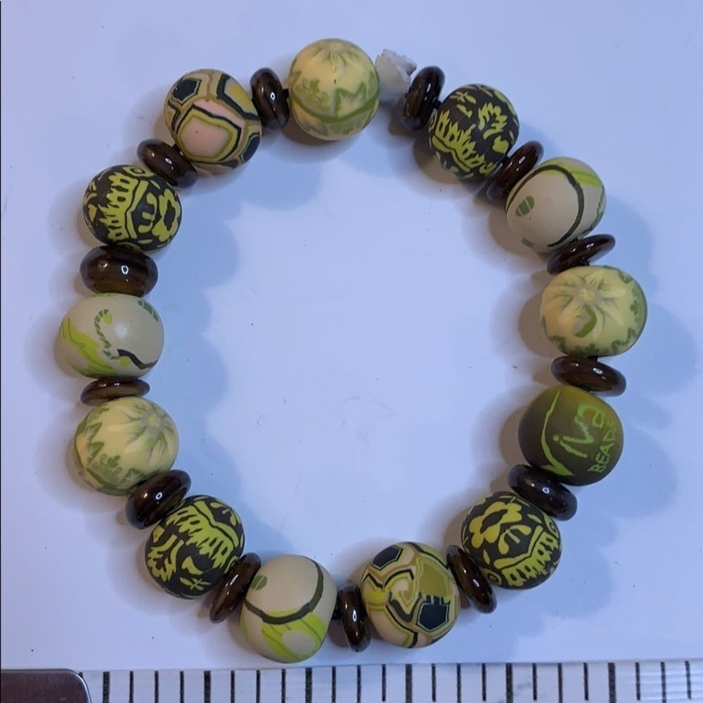 Viva Beaded Bracelet Green/Brown New